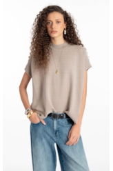 Tricot Colete Siena Knit Vest Turtleneck Greige