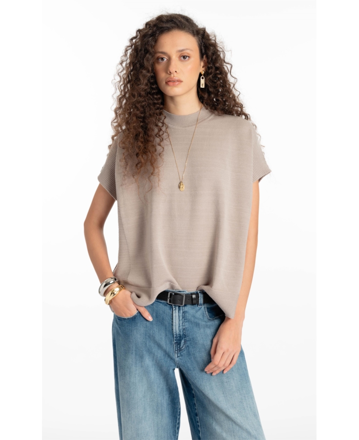 Tricot Colete Siena Knit Vest Turtleneck Greige