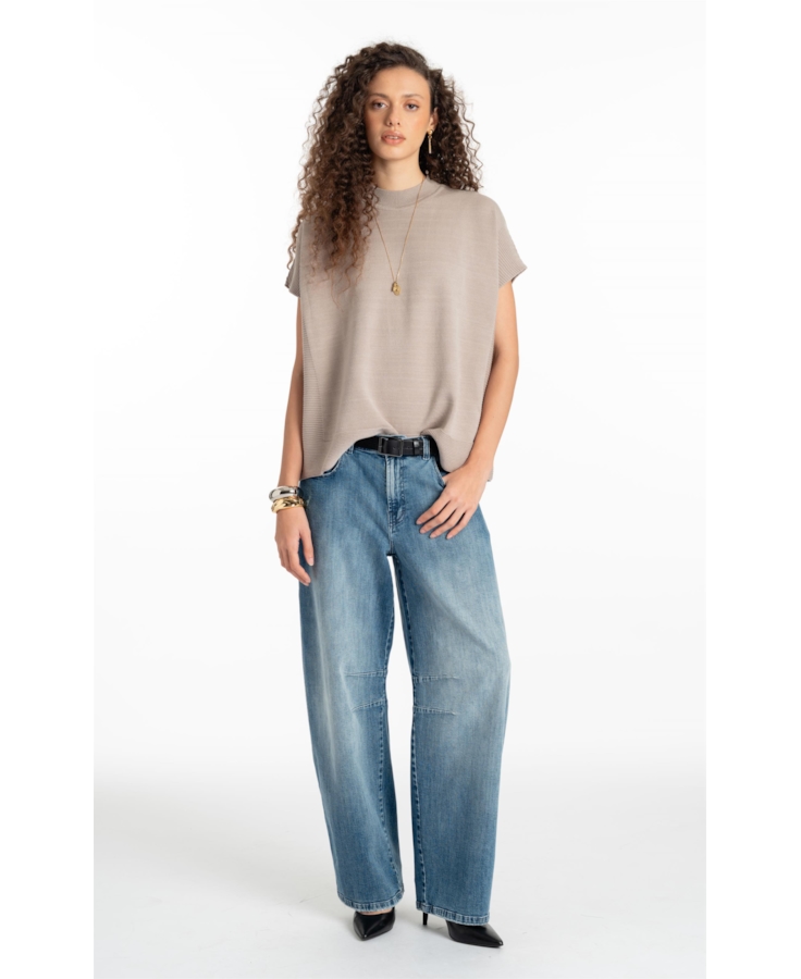 Tricot Colete Siena Knit Vest Turtleneck Greige