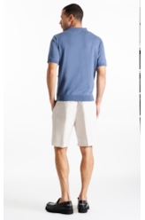 Tricot Cotton Blend Polo Mc Azul Jeans