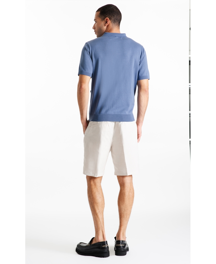 Tricot Cotton Blend Polo Mc Azul Jeans