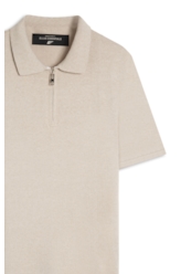 Tricot Cotton Blend Polo Zíper Mc Areia