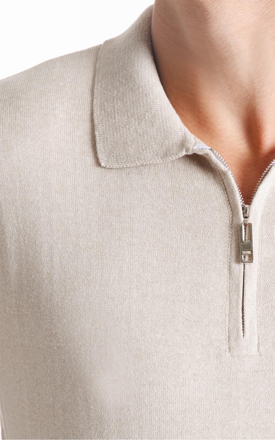 Tricot Cotton Blend Polo Zíper Mc Areia