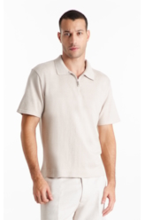 Tricot Cotton Blend Polo Zíper Mc Areia