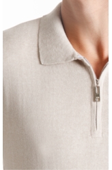 Tricot Cotton Blend Polo Zíper Mc Areia