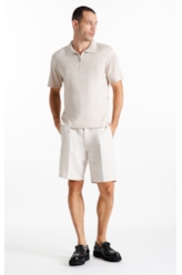 Tricot Cotton Blend Polo Zíper Mc Areia