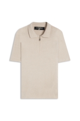 Tricot Cotton Blend Polo Zíper Mc Areia