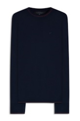 Tricot Cotton Poly Sweater Stripes Dark Navy