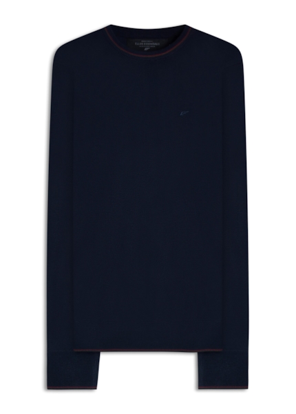 Tricot Cotton Poly Sweater Stripes Dark Navy
