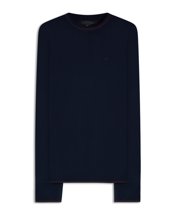 Tricot Cotton Poly Sweater Stripes Dark Navy