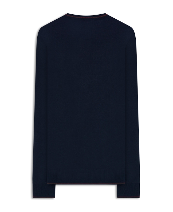 Tricot Cotton Poly Sweater Stripes Dark Navy