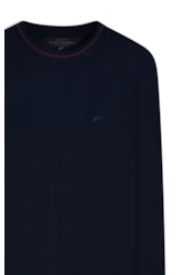 Tricot Cotton Poly Sweater Stripes Dark Navy