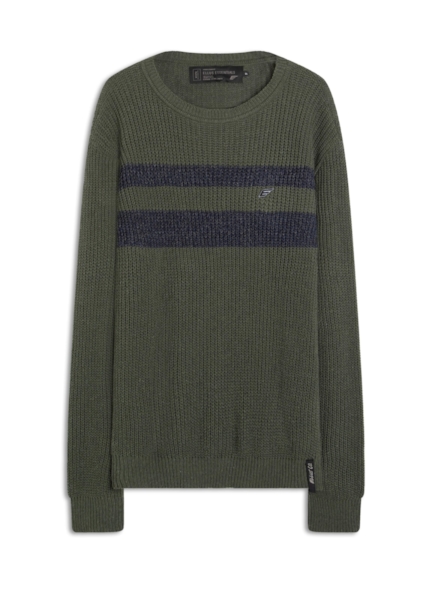 Tricot Ellus Acrylic Stripes Verde Militar
