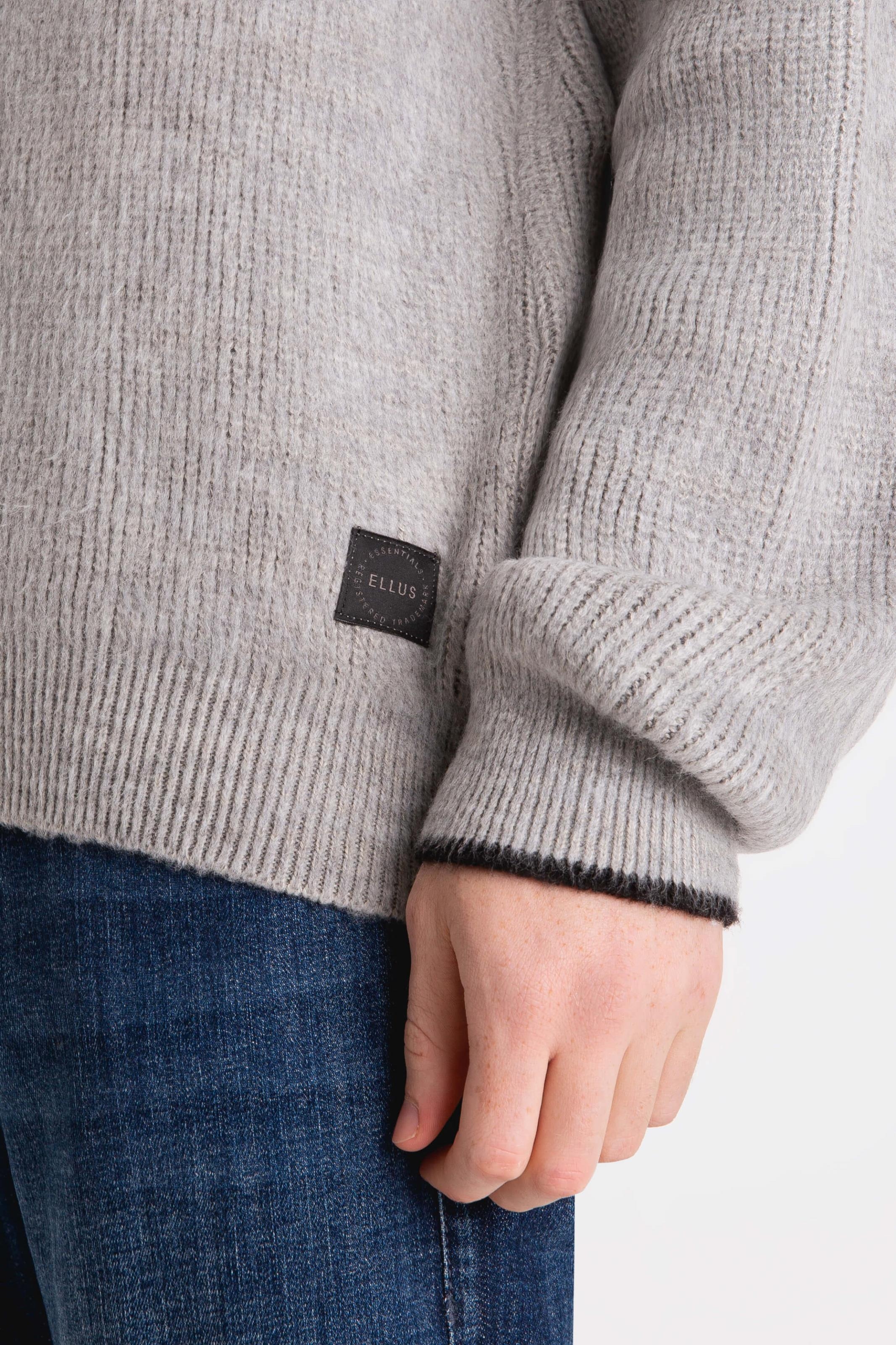 Tricot Ellus Brushed Contrast Edge Cinza