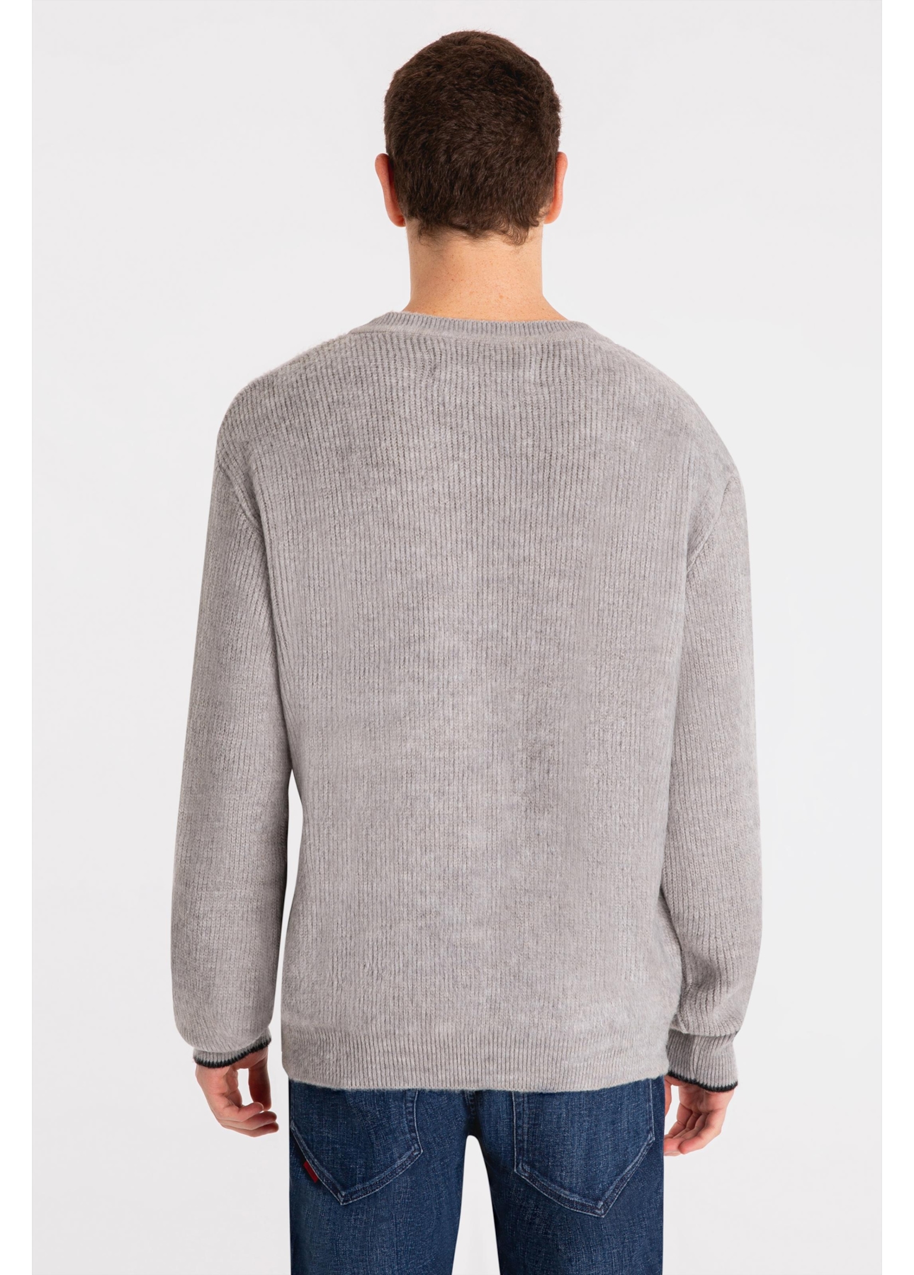 Tricot Ellus Brushed Contrast Edge Cinza