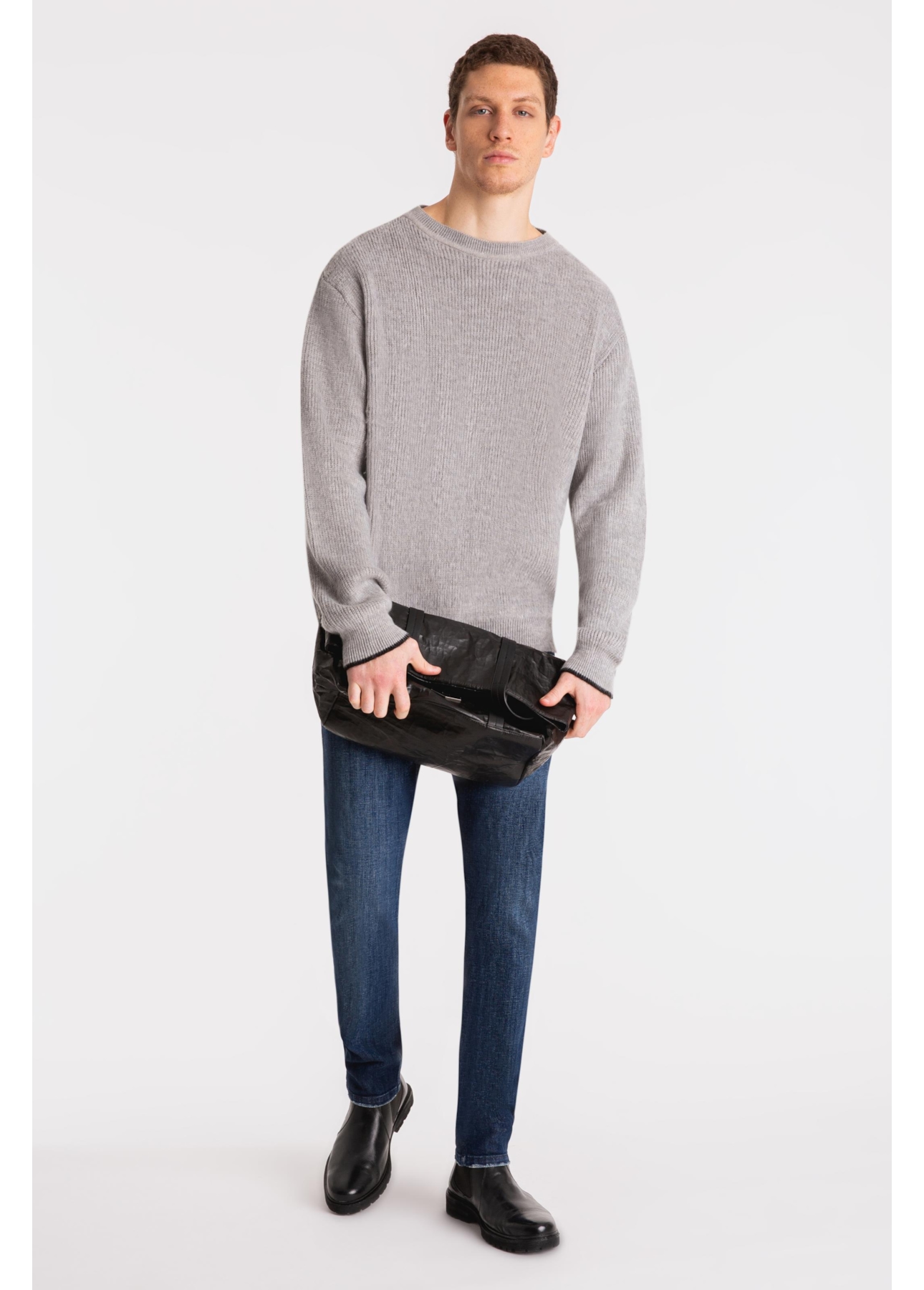 Tricot Ellus Brushed Contrast Edge Cinza