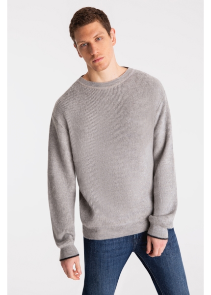 Tricot Ellus Brushed Contrast Edge Cinza