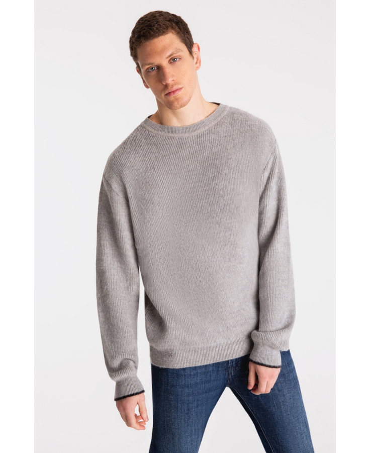 Tricot Ellus Brushed Contrast Edge Cinza