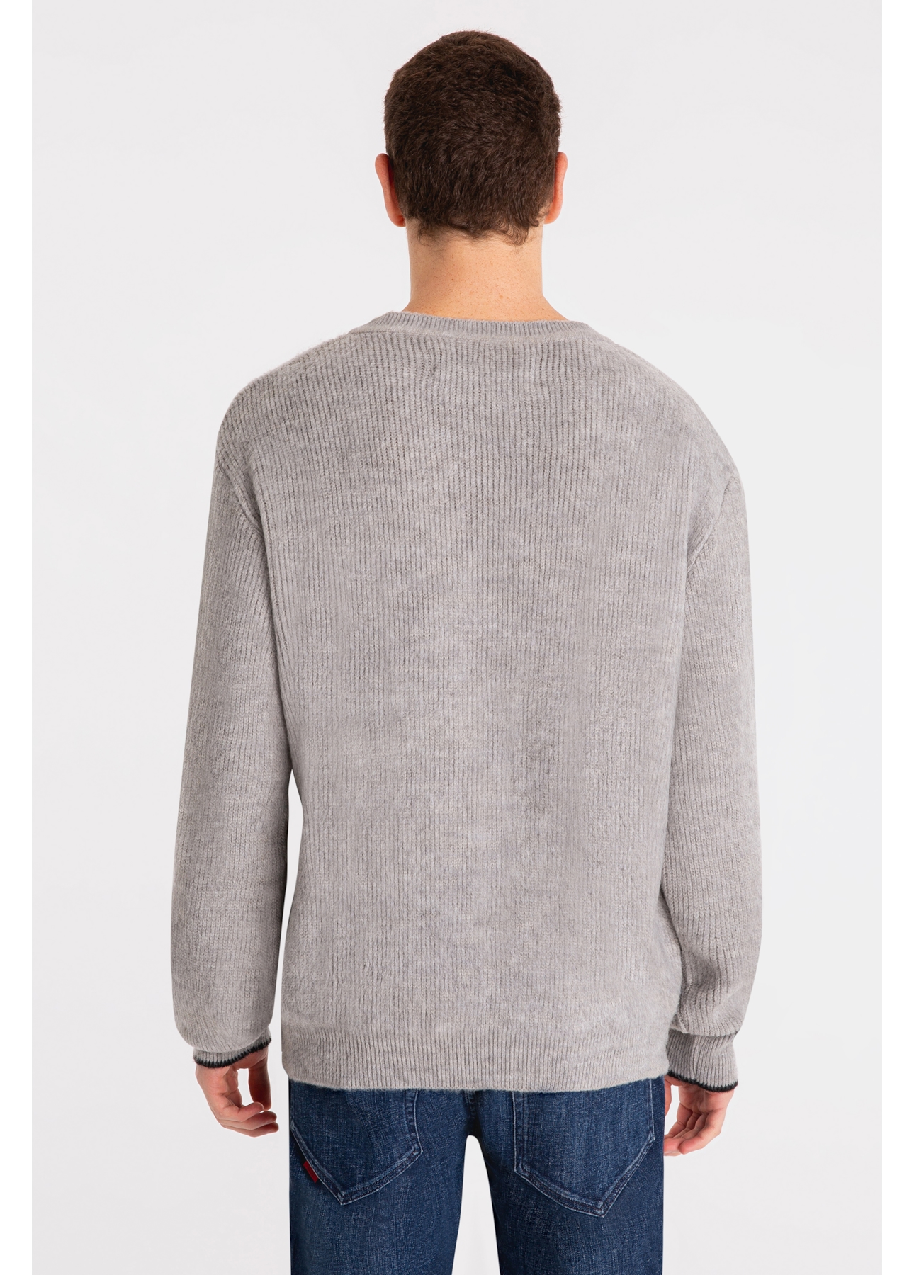 Tricot Ellus Brushed Contrast Edge Cinza