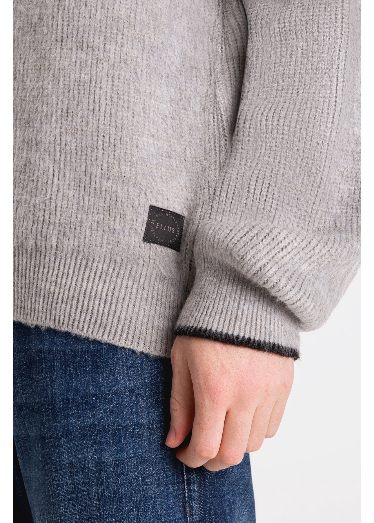 Tricot Ellus Brushed Contrast Edge Cinza