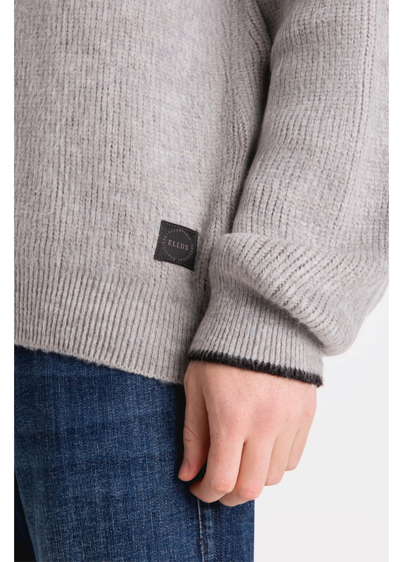 Tricot Ellus Brushed Contrast Edge Cinza