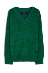 Tricot Ellus Brushed v Neck Verde Bandeira