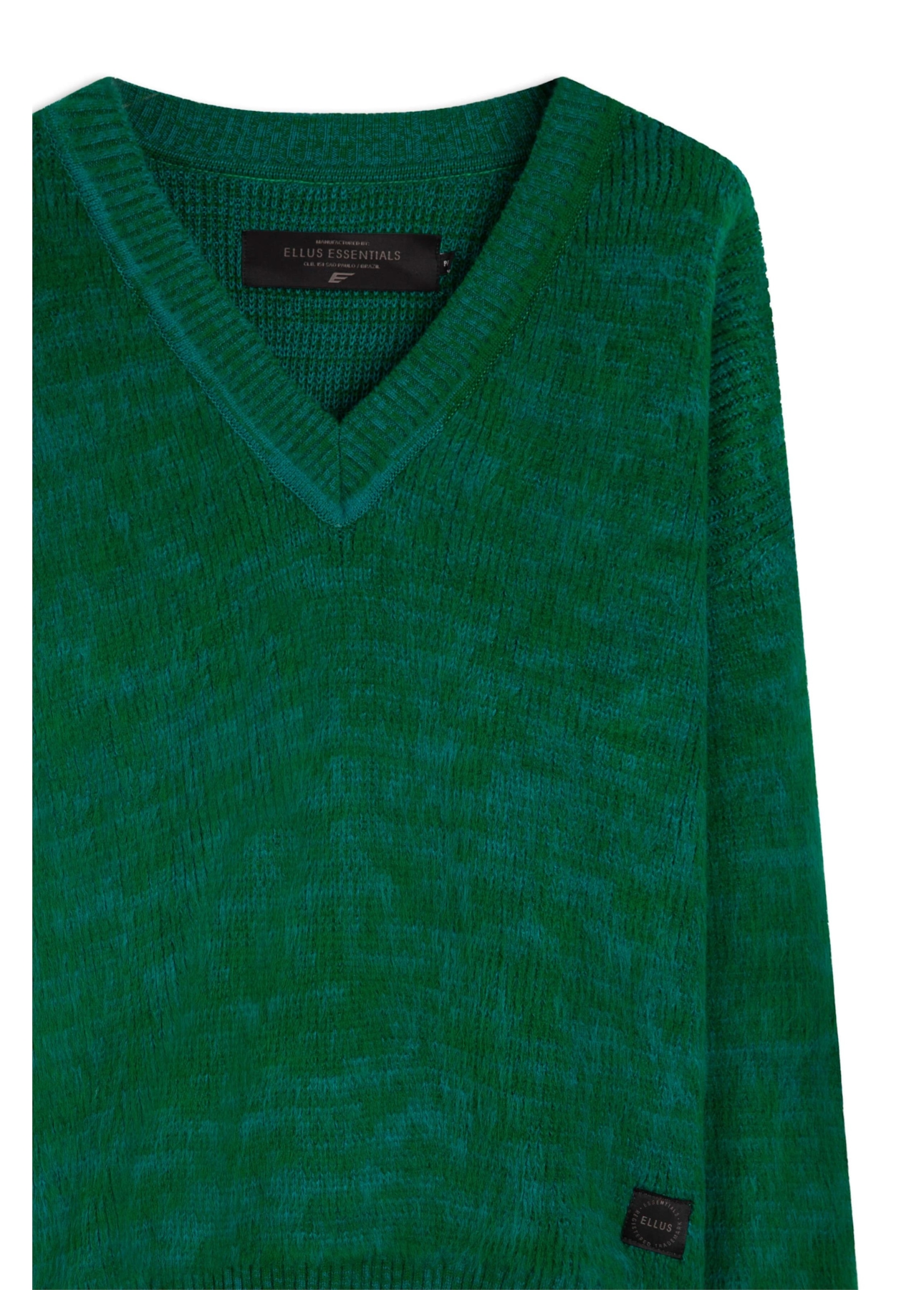 Tricot Ellus Brushed v Neck Verde Bandeira