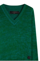 Tricot Ellus Brushed v Neck Verde Bandeira