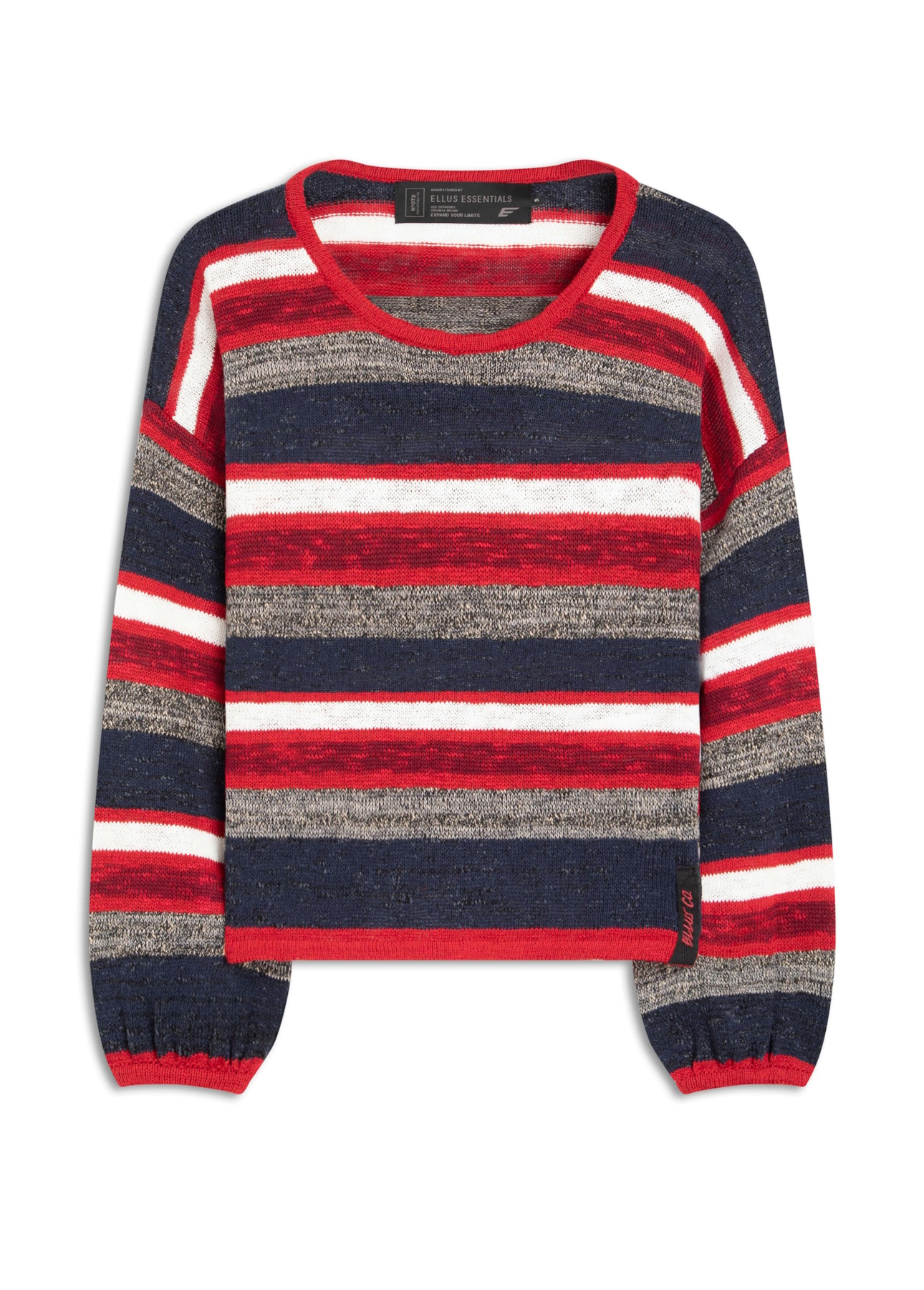 Tricot Ellus Cotton Multicolor Stripes Vermelho