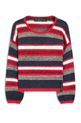 Tricot Ellus Cotton Multicolor Stripes Vermelho