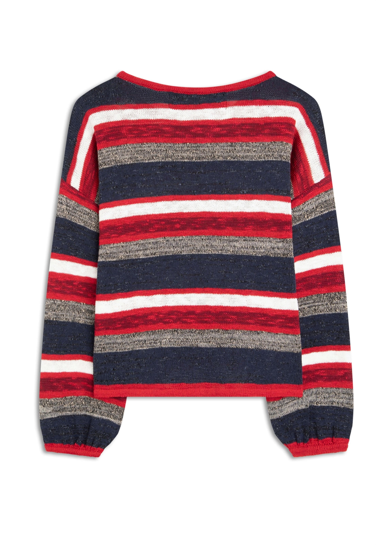 Tricot Ellus Cotton Multicolor Stripes Vermelho