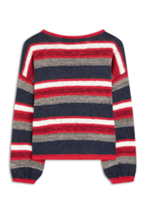 Tricot Ellus Cotton Multicolor Stripes Vermelho