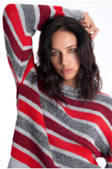 Tricot Ellus Flamê Stripes Vermelho