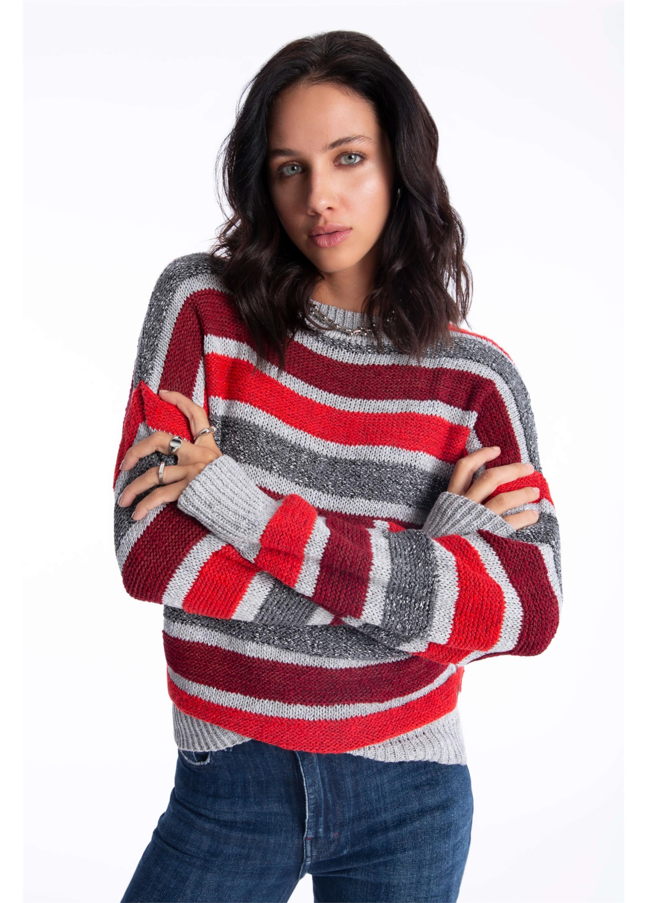 Tricot Ellus Flamê Stripes Vermelho
