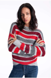 Tricot Ellus Flamê Stripes Vermelho