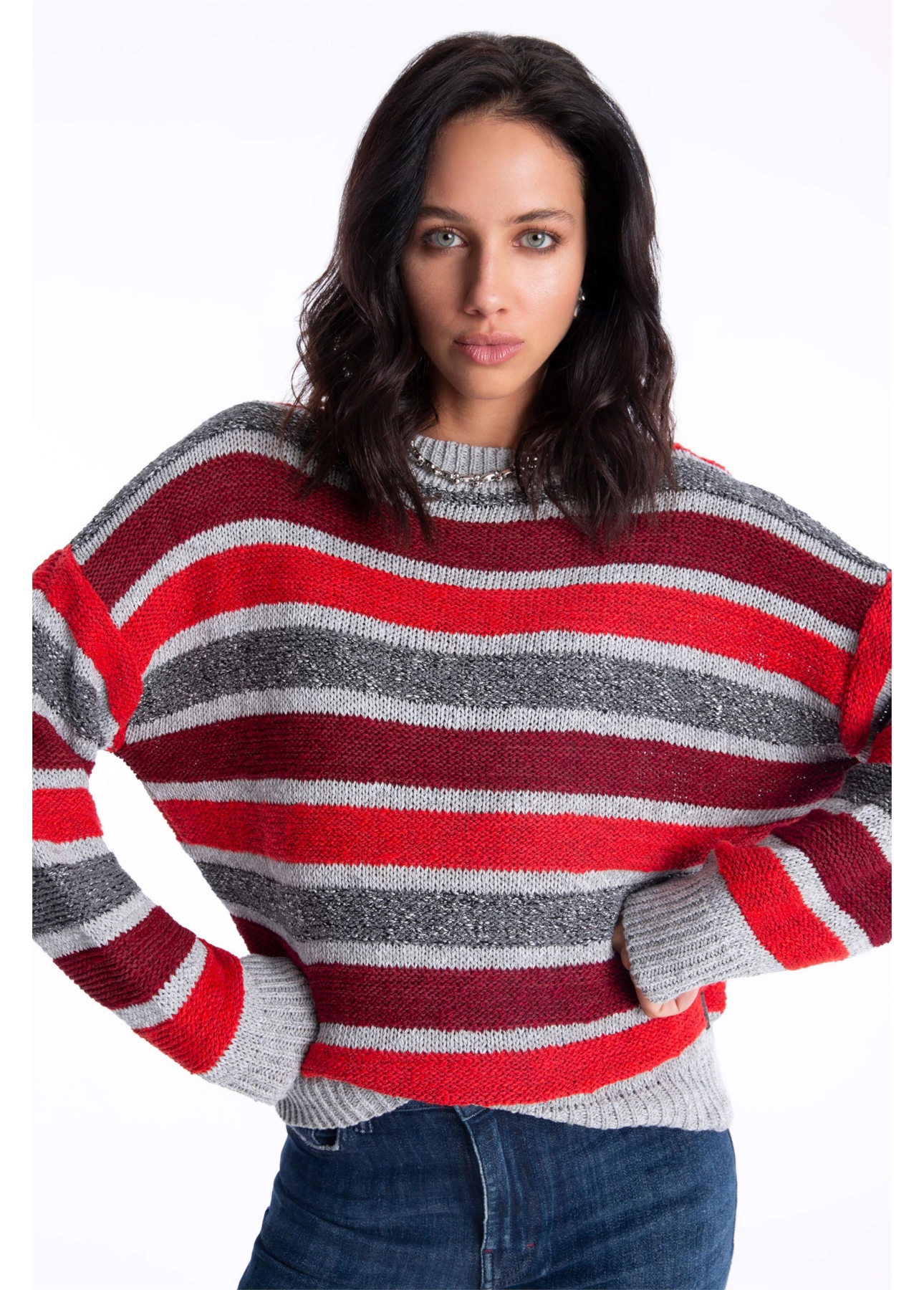 Tricot Ellus Flamê Stripes Vermelho