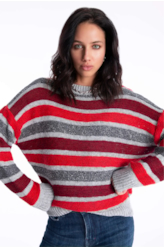 Tricot Ellus Flamê Stripes Vermelho