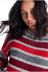 Tricot Ellus Flamê Stripes Vermelho