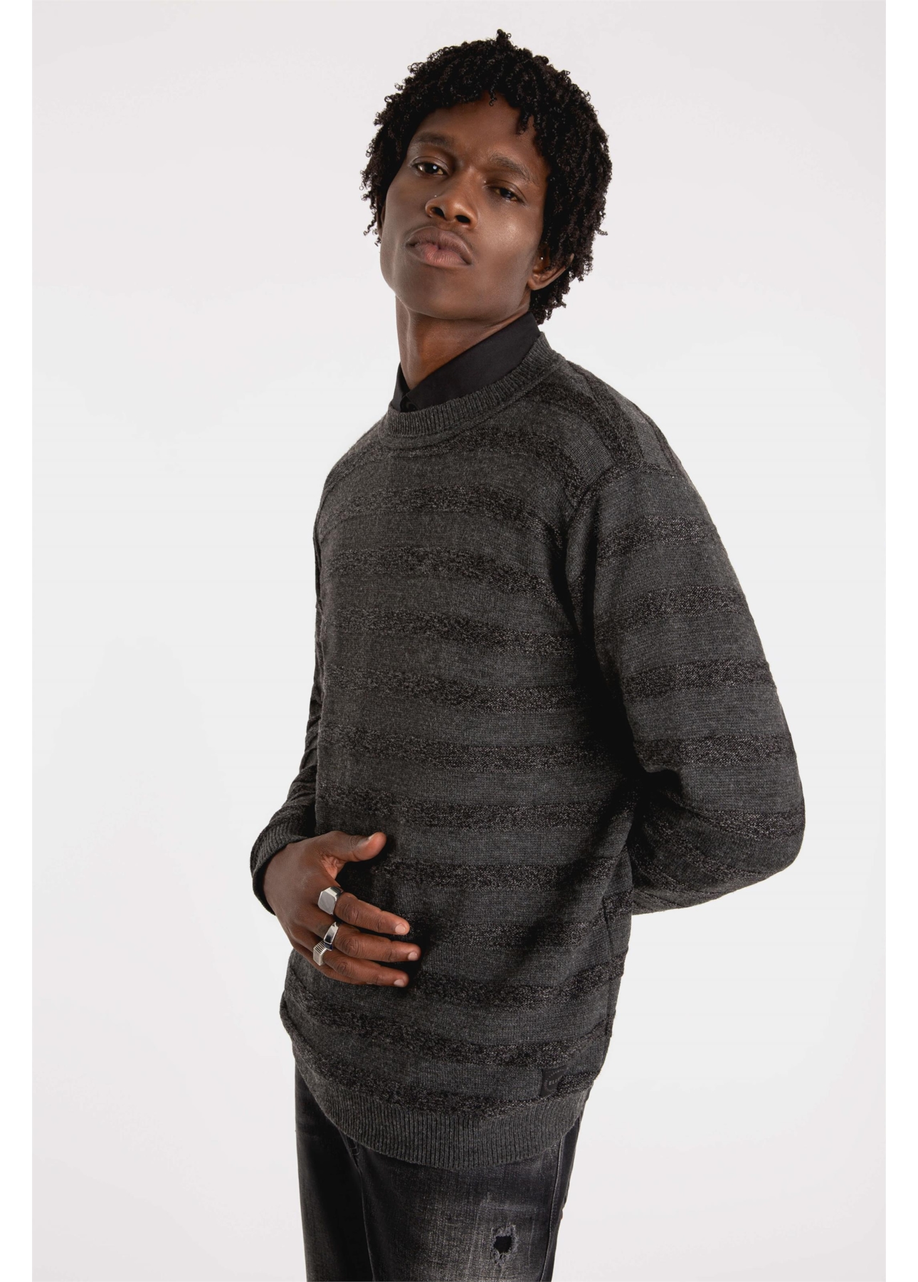 Tricot Ellus Linen Like Flamme Stripes Cinza
