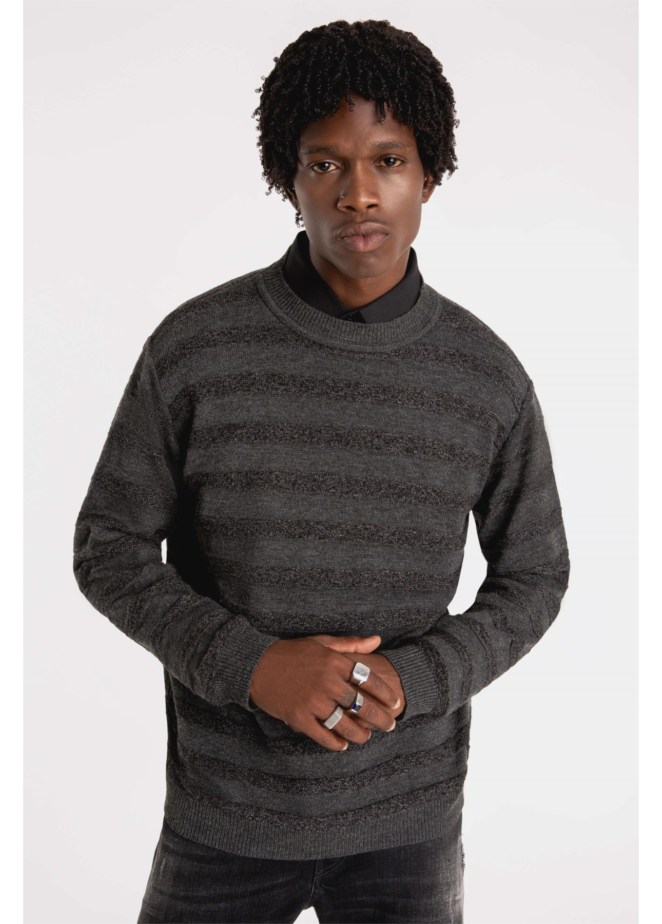 Tricot Ellus Linen Like Flamme Stripes Cinza