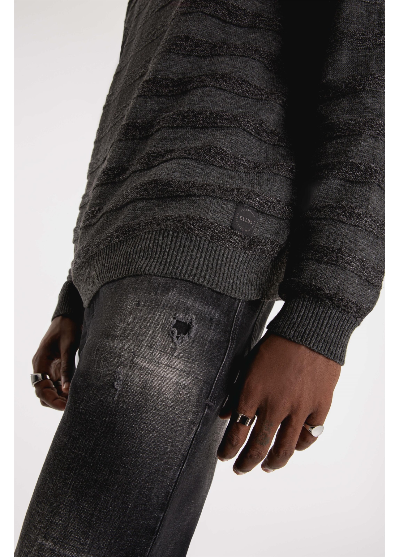 Tricot Ellus Linen Like Flamme Stripes Cinza