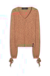 Tricot Ellus Mixed Texture Sleeves Flamm Camel