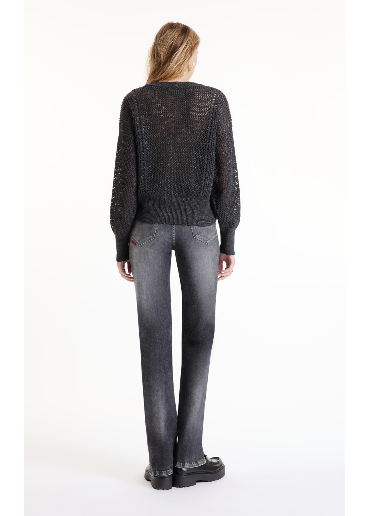 Tricot Flamme Sweater Fishnet Chumbo Mescla