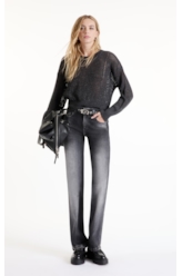Tricot Flamme Sweater Fishnet Chumbo Mescla
