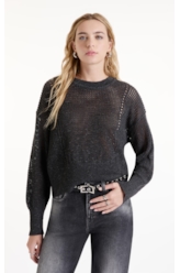Tricot Flamme Sweater Fishnet Chumbo Mescla