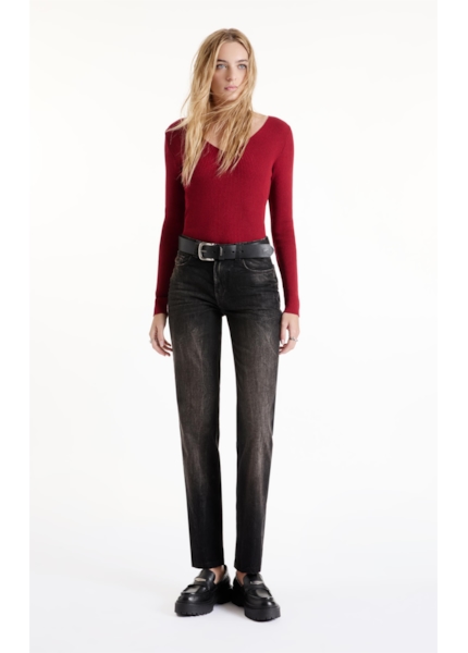 Tricot Knit Ribbed Freddo Neck Cereja