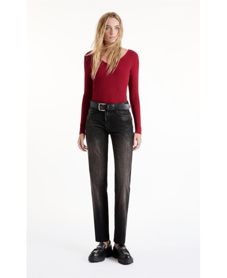 Tricot Knit Ribbed Freddo Neck Cereja
