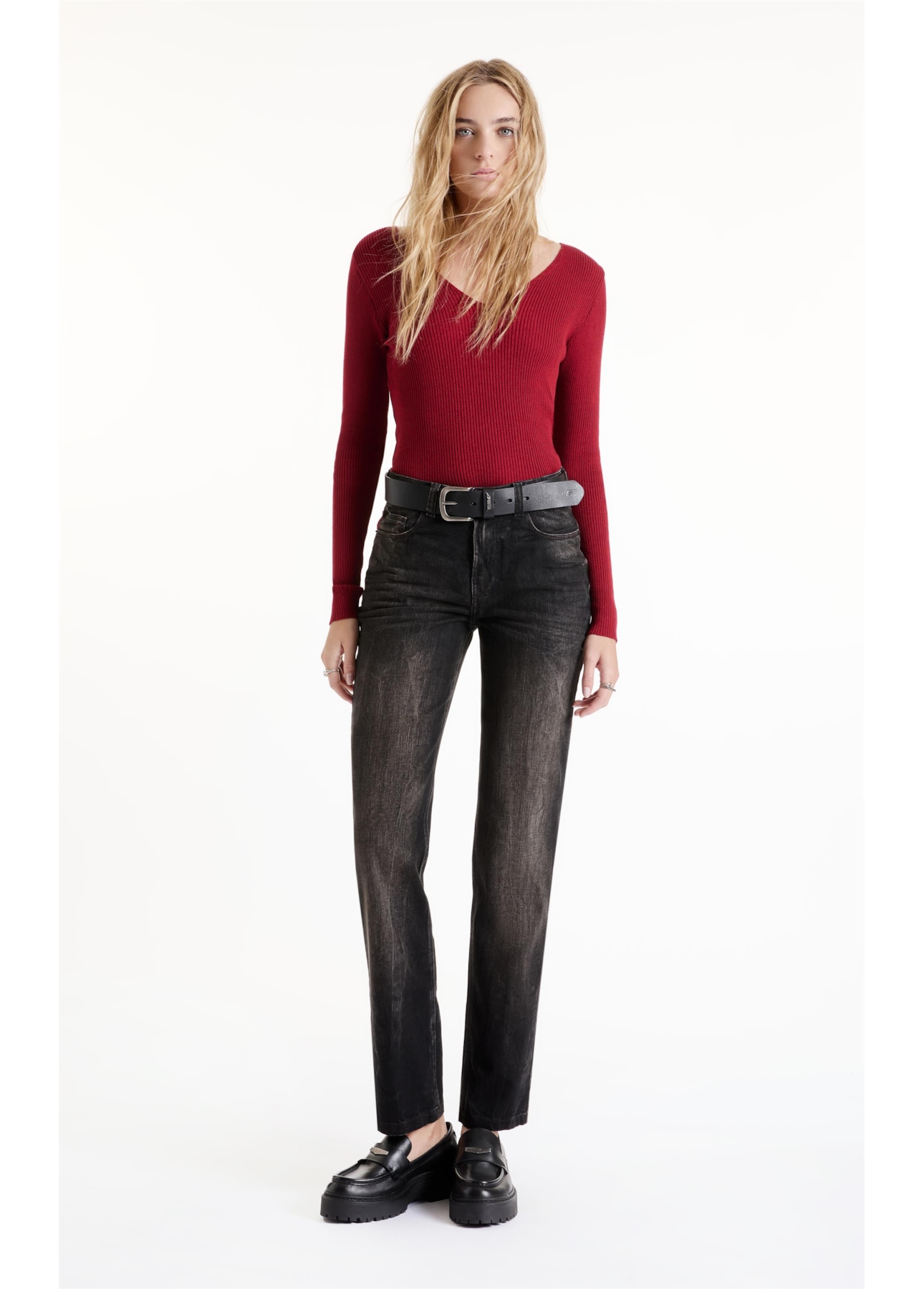 Tricot Knit Ribbed Freddo Neck Cereja