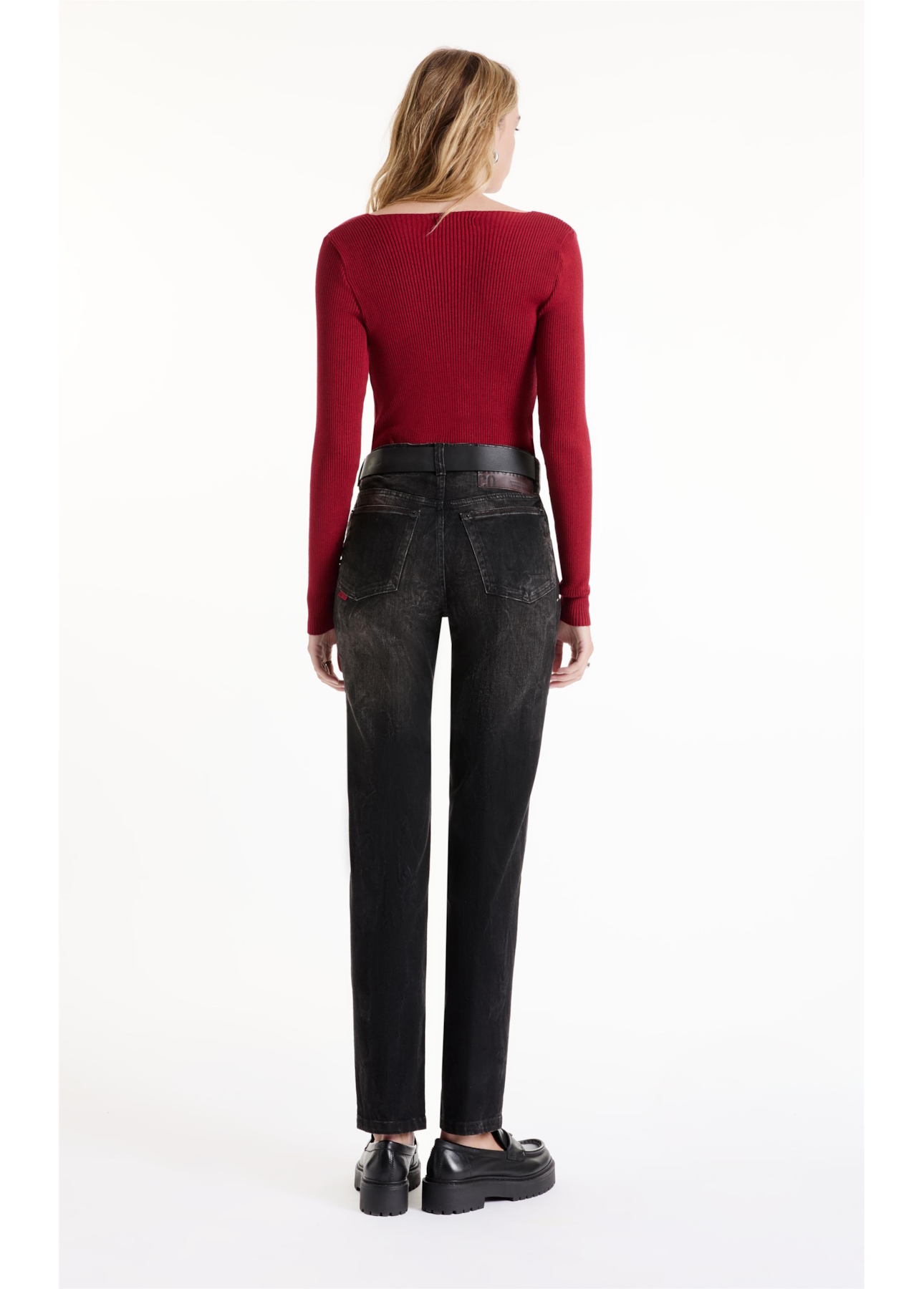 Tricot Knit Ribbed Freddo Neck Cereja