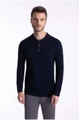 Tricot Like Sweter Polo Dark Navy